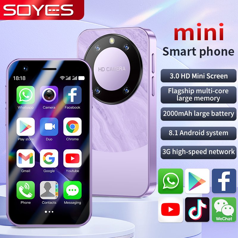 SOYES F8 Pro Max Mini Android 8.1 Smartphone 3.0 Inch 2000mAh Face ID Dual SIM Standby Play Store 3G Little Phone